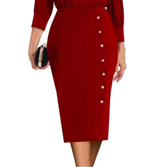 🌹🆕 Elegant Red Off-Shoulder One Shoulder Dress Small Christmas dress - Picture 7 of 8